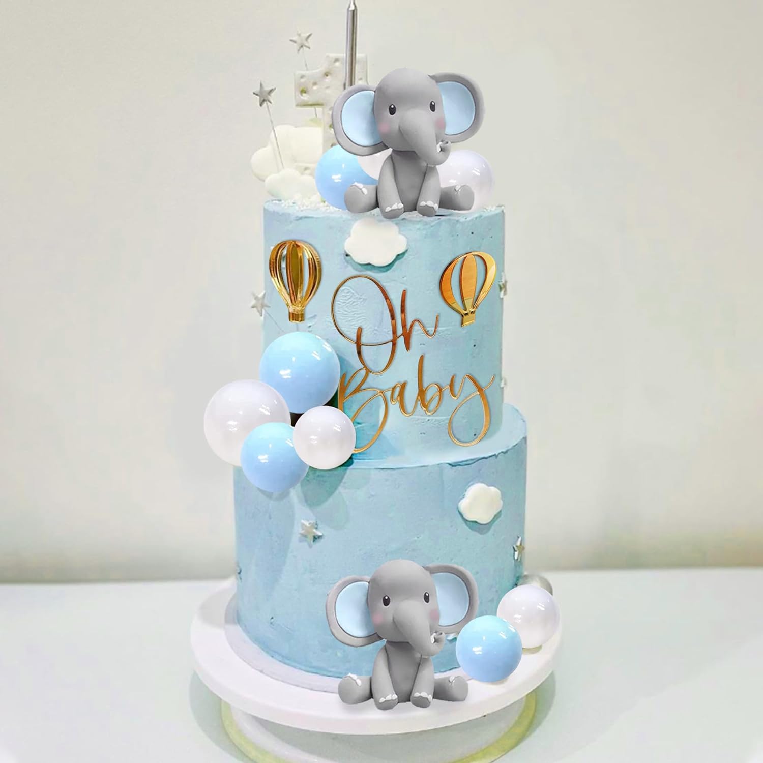 Confetti Balloon Set - Elephant Cake Decoration with Mini Elephant