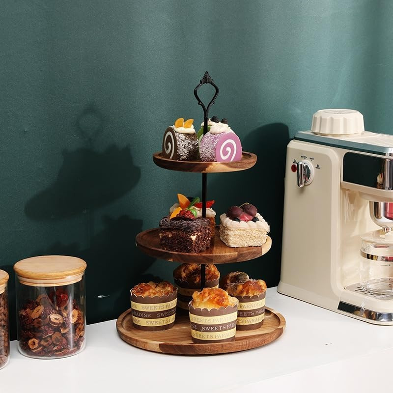3Tier Cake Stand Acacia Wooden - đánh giá và giá Wedding Support