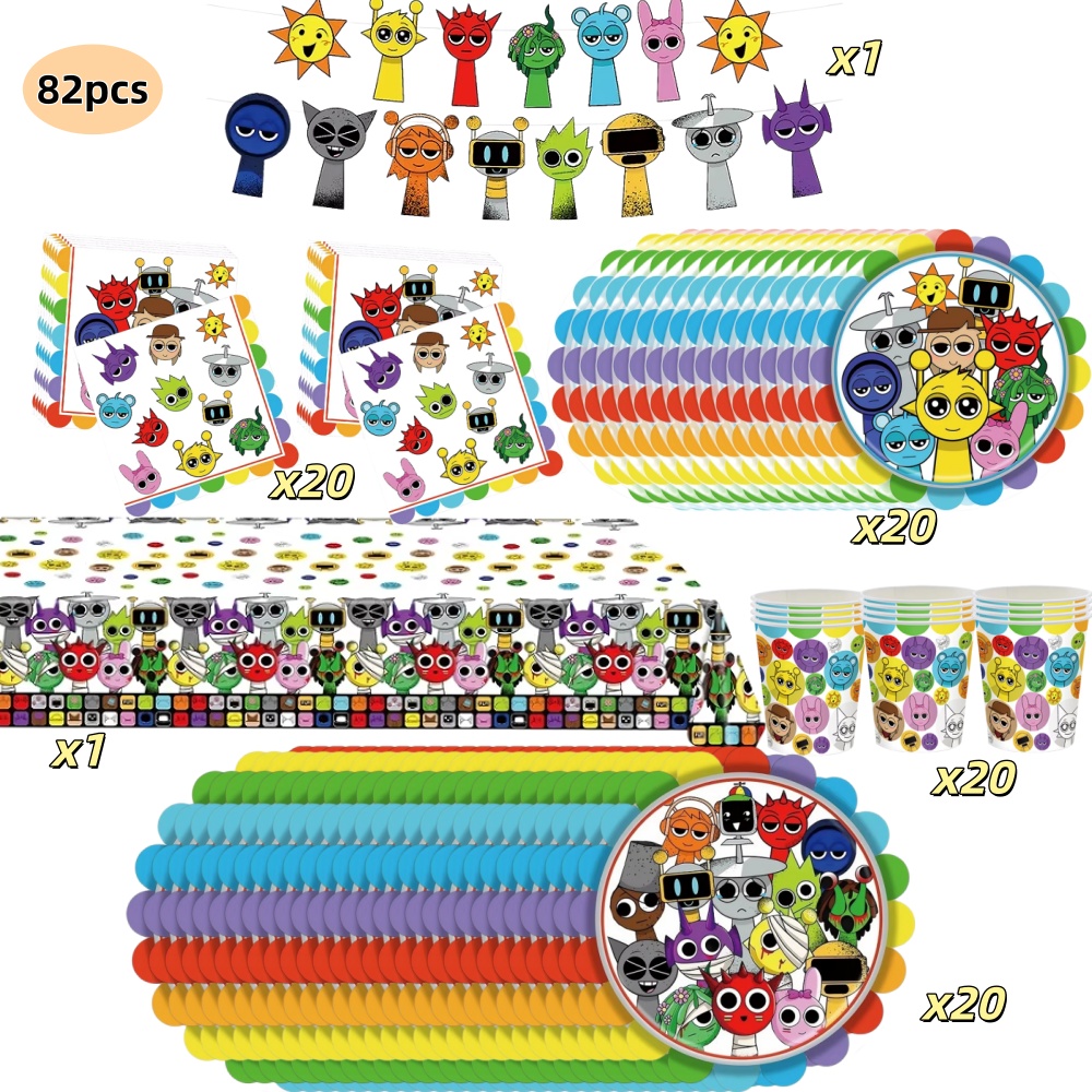 82pcs Sprunkis Birthday Party  - đánh giá và giá Confetti Balloon Set