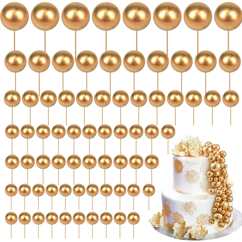 80 Pcs Gold Balls Cake Topper  - đánh giá và giá Confetti Balloon Set