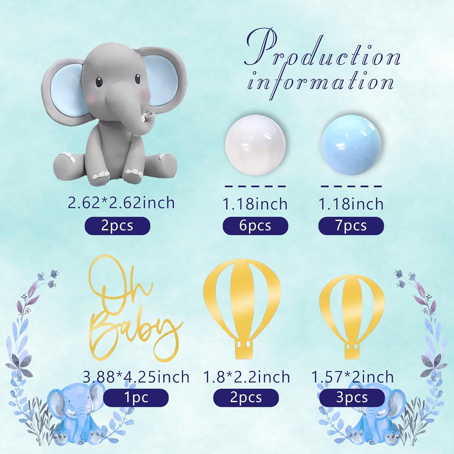 Elephant Cake Decoration with  - đánh giá và giá Confetti Balloon Set